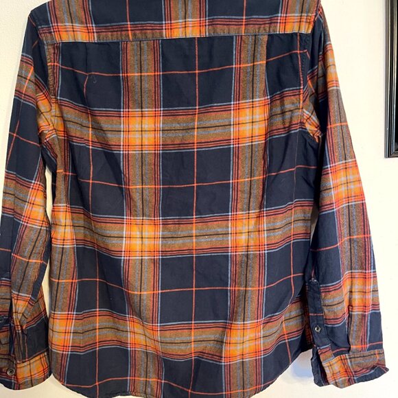 Goodfellow & Co Men's Plaid Flannel Size Large  Navy Orange And Grey - Picture 5 of 7